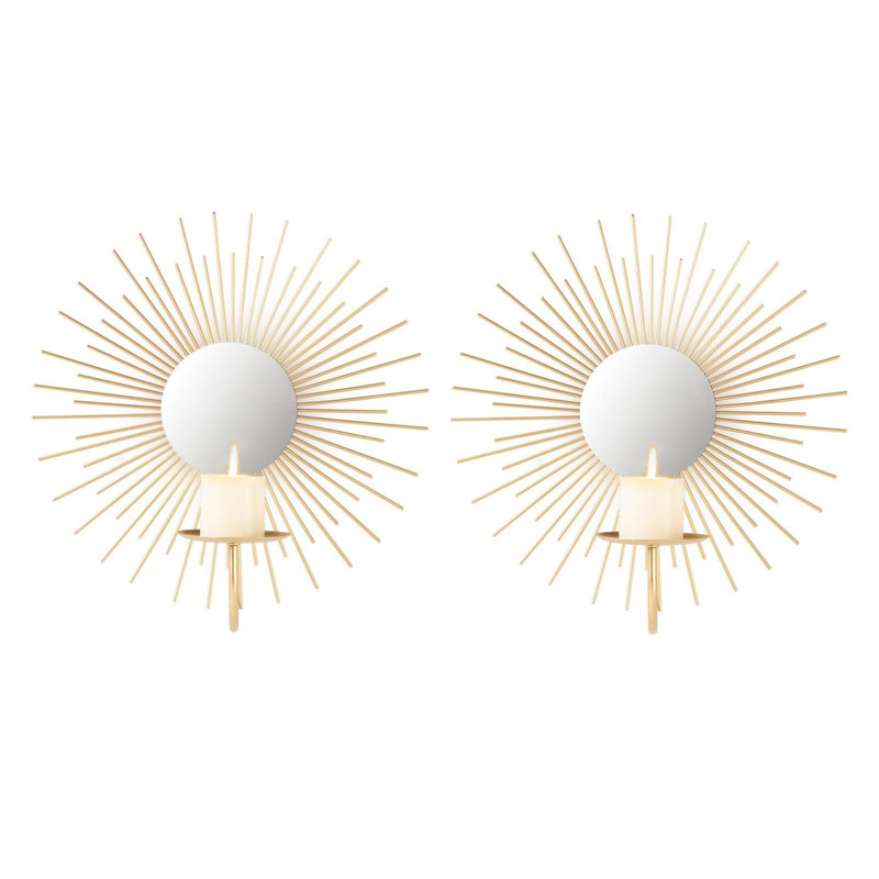 Mirror Wall Mounted Metal Candle Holder For Home 2pcs