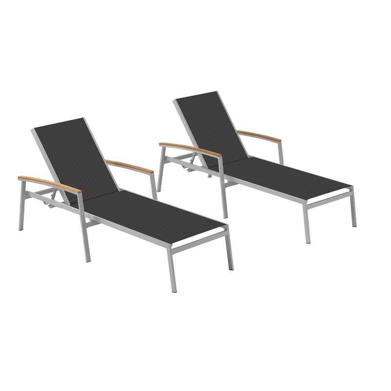 Travira Outdoor Chaise Lounge, Tekwood Natural, Cocoa, Flint