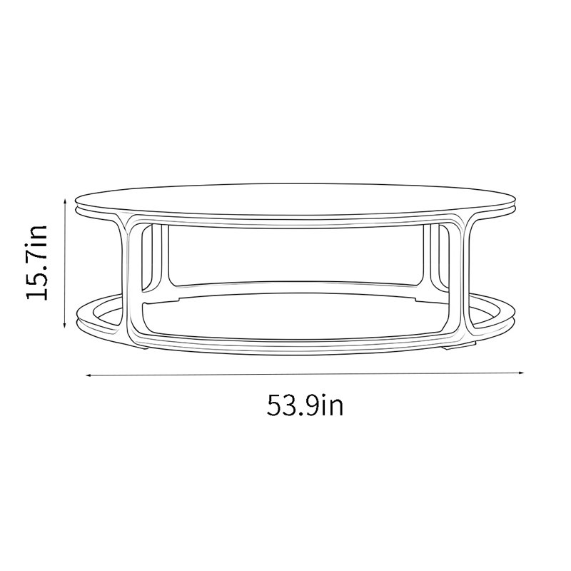 Table basse ronde, Burlywood, H 15,7 po x L 53,9 po x l 53,9 po