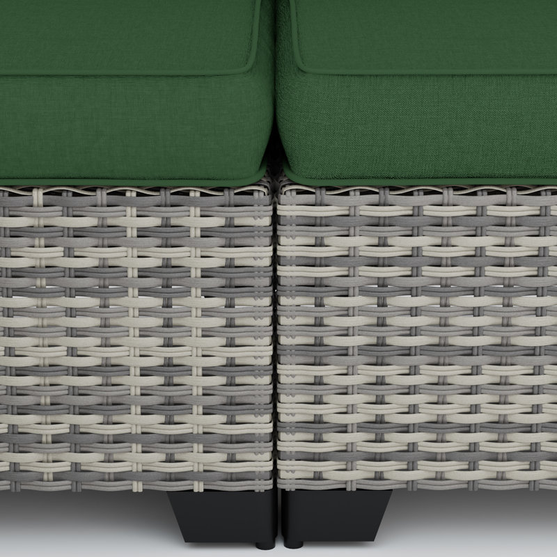 5-Person All-Weather PE Wicker Outdoor Sectional Sofa Set With Cushions And Wide Armrests, Forest Green