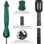 Parasol de patio long avec bouton-poussoir de 132 po Tlit-356511420