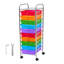 Chariot roulant avec tiroirs, organisateur de rangement à 10 tiroirs, chariot utilitaire mobile avec structure en acier, roulettes universelles et 2 freins, idéal pour le bureau, la salle de classe, les outils de bricolage, le garage, le studio, l'arc-en-ciel