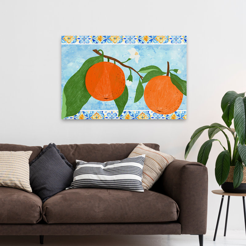 Carreaux et oranges II, H 48 po x l 32 po