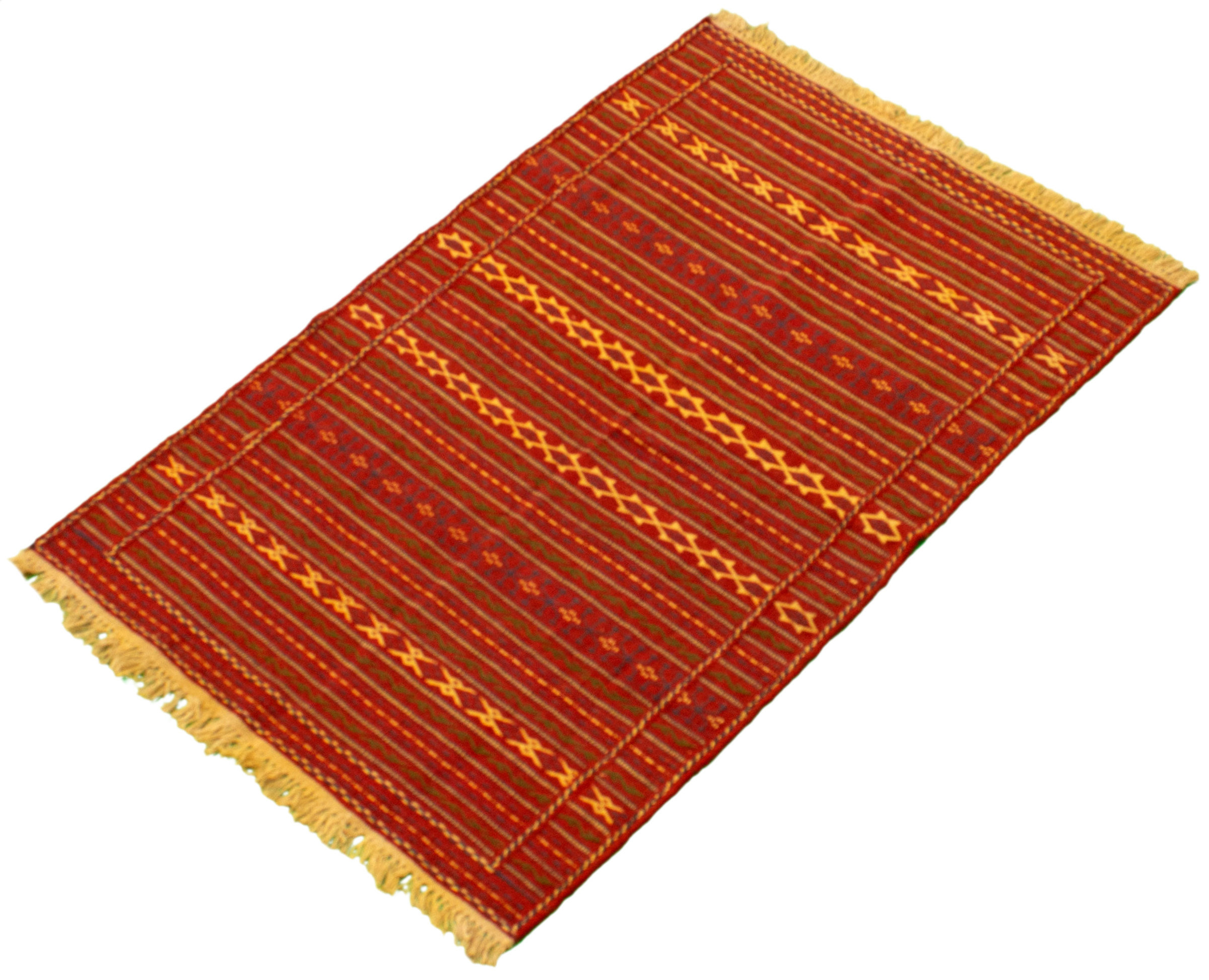 Foundry Select Handmade Kilim Wool Red/Yellow Rug | Wayfair