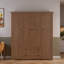 Armoire-penderie classique avec 4 portes, 2 tiroirs, tringles suspendues et rayures verticales-607993413