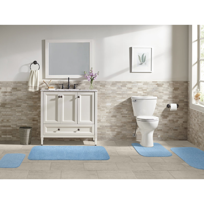 Tapis pour salle de bain Heffingen, Bassin bleu uni