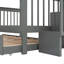 Lit superposé double au-dessus de double avec lit gigogne, rangement et barrière de sécurité pour chambre à coucher, dortoir - gris (ancien SKU: LT000210AAE)