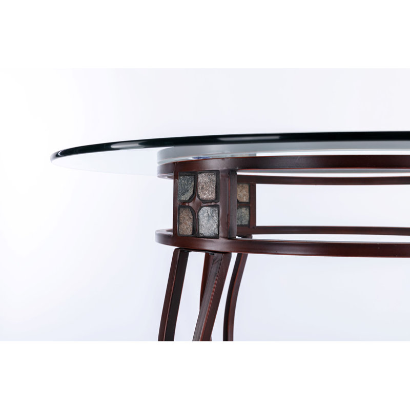 Cofield Round Glass Top Metal Base Dining Table