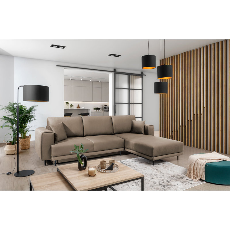 Aecca 4 Seater Sofa Bed, Light brown, Right facing