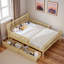 Lit plateforme en bois avec garde-corps et 2 tiroirs de rangement-1129399492