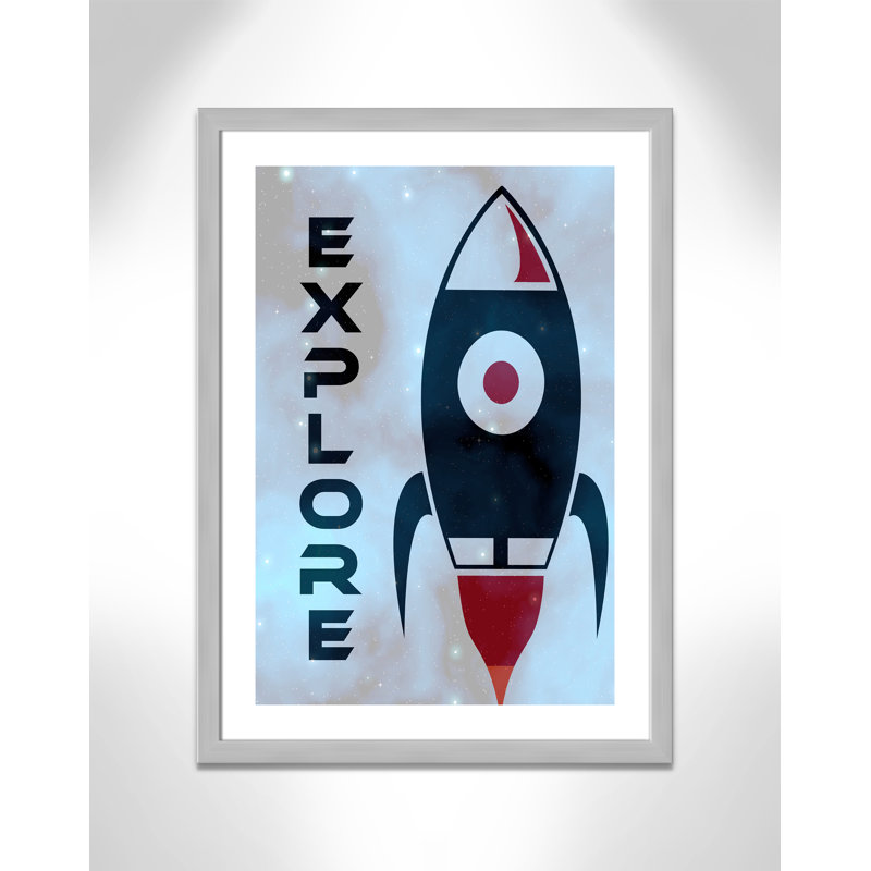 Explorer l’espace, H 36,5 po x l 26,5 po x P 0,63 po, Encadré plat argent