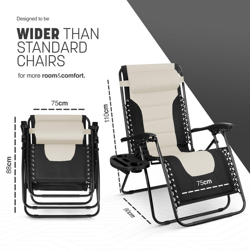 Burget 75cm Long Reclining Zero Gravity, Beige/Black