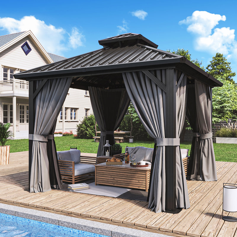  10 Ft. W X 10 Ft. D Aluminum Patio Gazebo With Double Roof