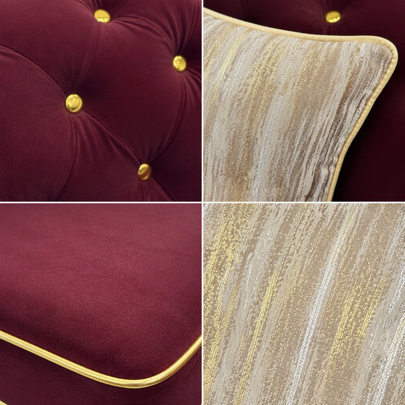 89.5 " Velvet Sofa, Velours vin rouge