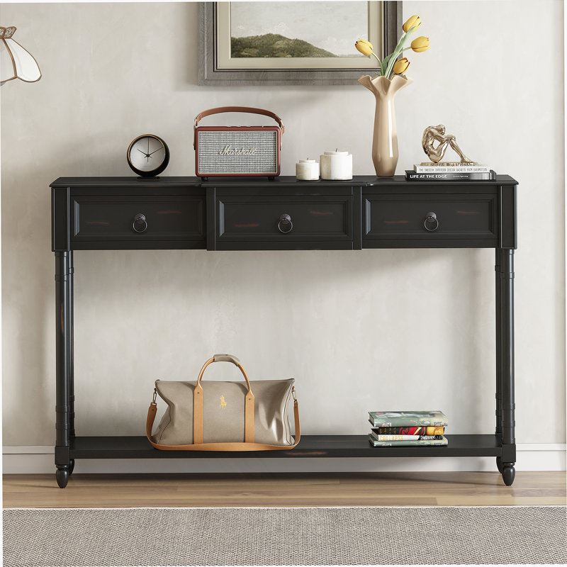 Console Table Sofa Table with Drawers for Entryway with Projecting Drawers, Espresso