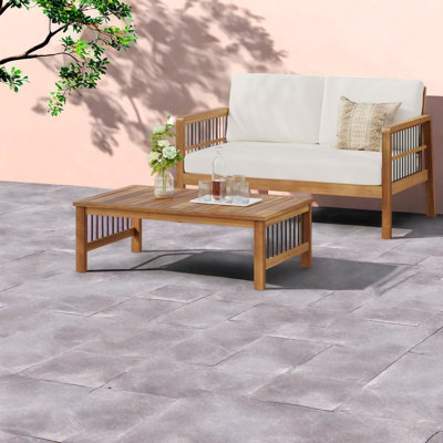 Modern Patio Dining Sets, Acacia Wood Loveseat, Compact Patio Entertaining