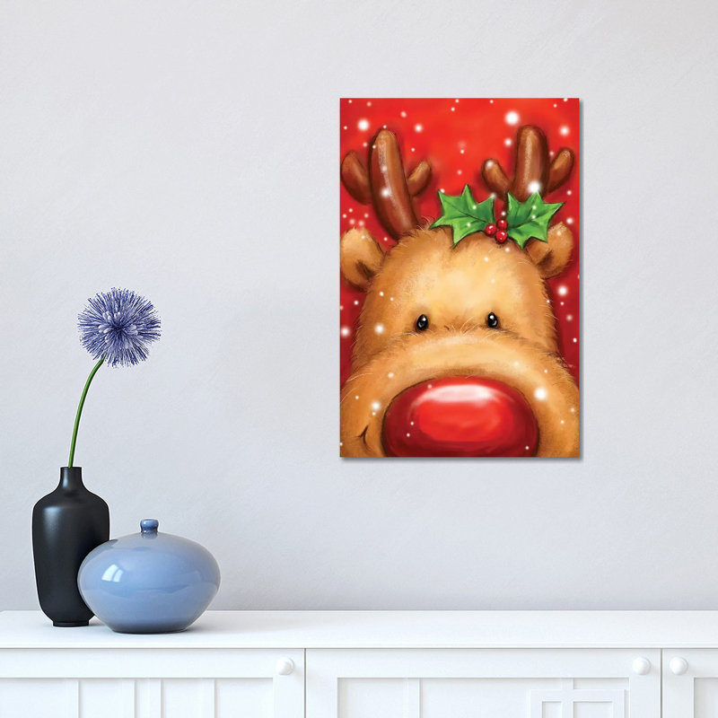 «Reindeer I» par Makiko - peinture sur toile tendue, H 18 po x l 12 po x 1,5 po