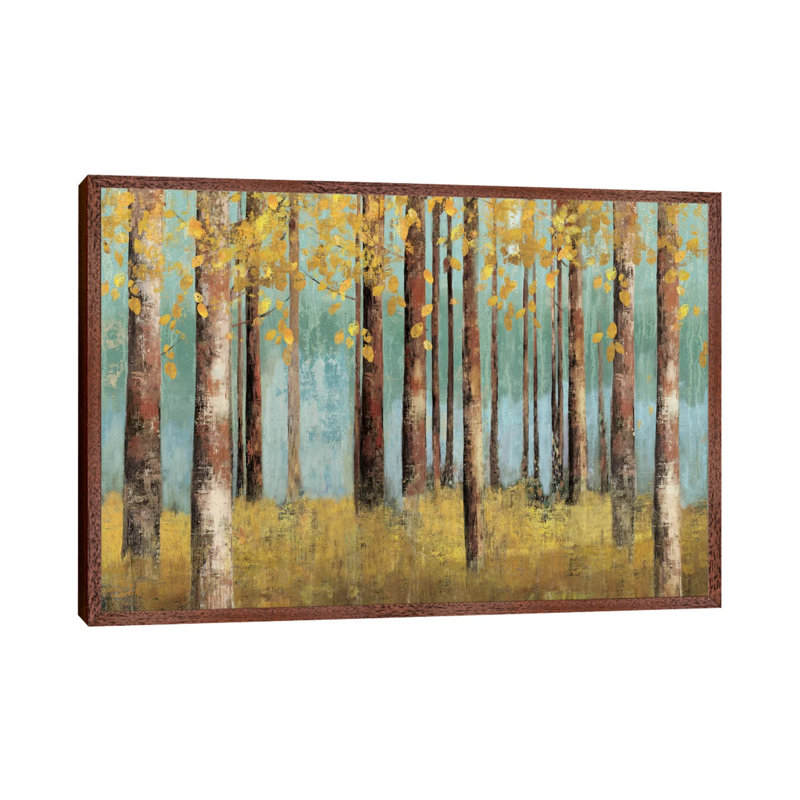Teal Birch by Allison Pearce - Painting on Canvas, Classic Brown Wood Framed Canvas, 66.04 cm H x 45.72 cm W