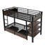 Lit superposé simple en métal avec tablettes de rangement et ports USB, noir-798069257