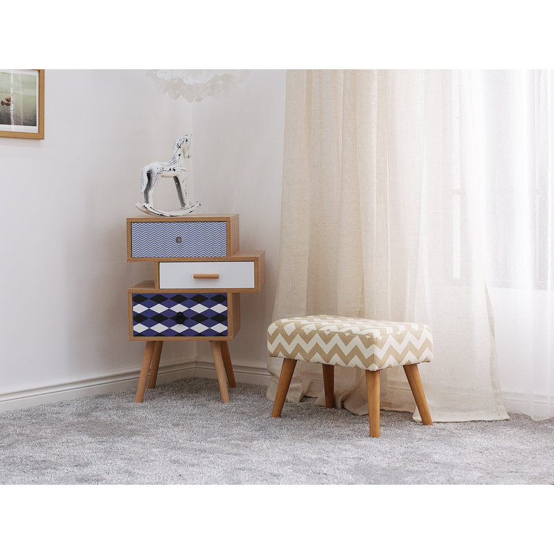 50cm Wide Rectangle Chevron Standard Ottoman, Brown