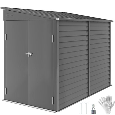 Remise de rangement extérieure gris foncé avec portes verrouillables, fentes de ventilation et trousse de fondation interne - idéale pour le jardin, le générateur, la piscine, la tondeuse à vélo, la porte en acier, les fenêtres et les fournitures appropriées