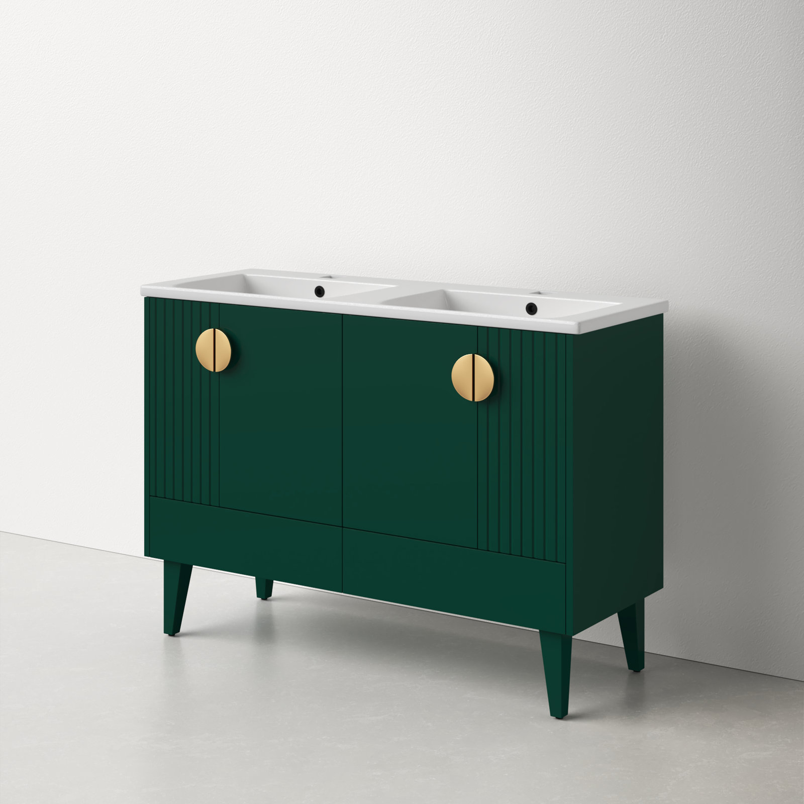 Saimah 47.25'' Double Bathroom Vanity, Satin Brass, Green