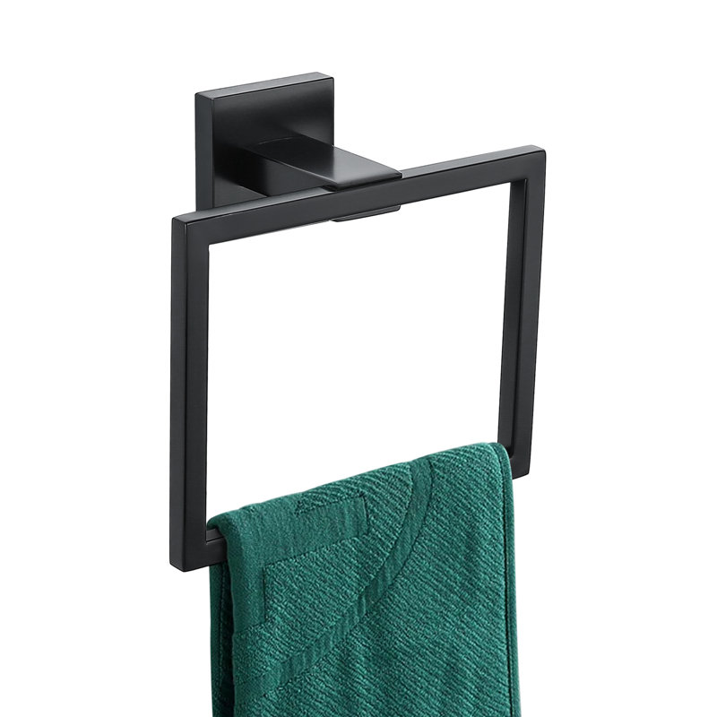 Wall Mounted Modern Towel Ring, Matte Black
