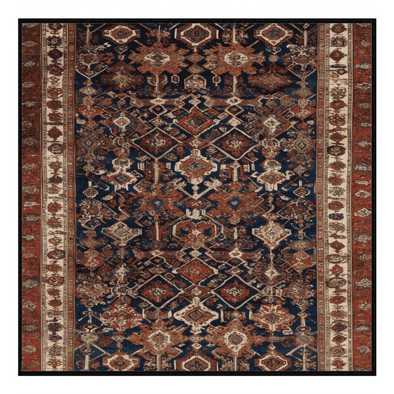 Machine Washable Persian Brown Area Rug, Square 8' x 8'