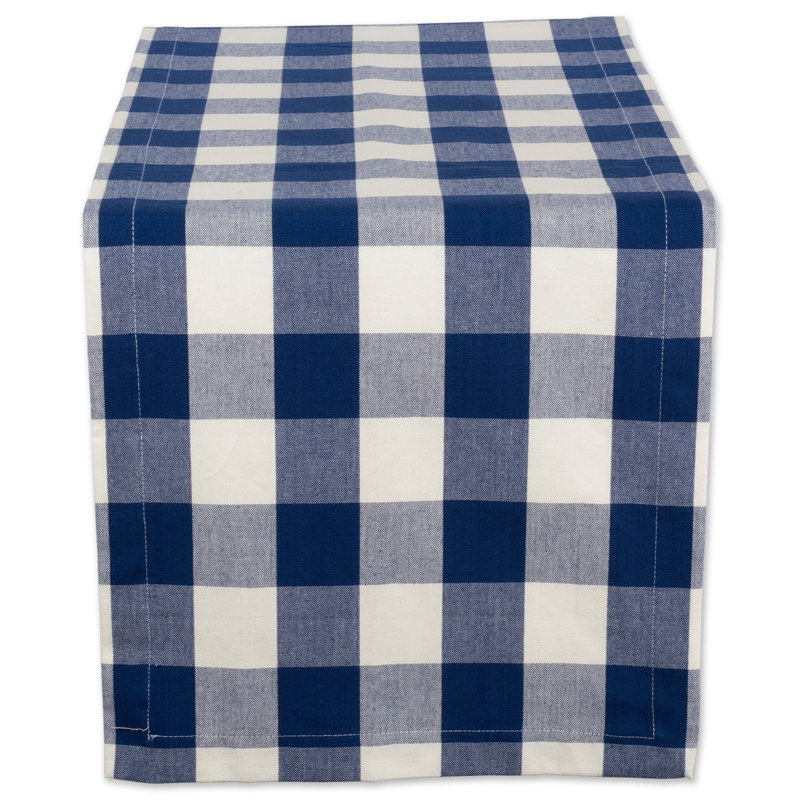 Wolsingham Gingham 100% Cotton Table Runner, Navy, 108" L x 14" W