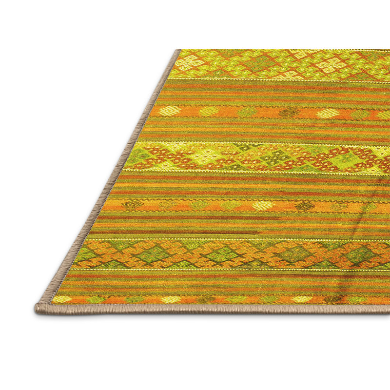 Tapis contemporains 862 jaunes lavables à la machine, Rectangle 3 pi x 5 pi
