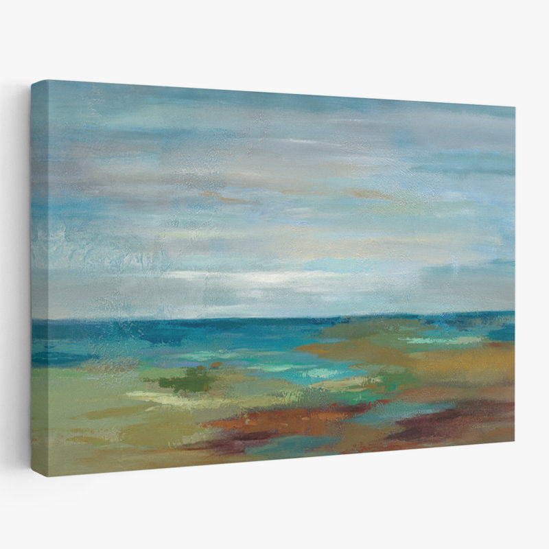 Wispy Clouds - abstrait beige bleu brun, H 48 po x l 32 po