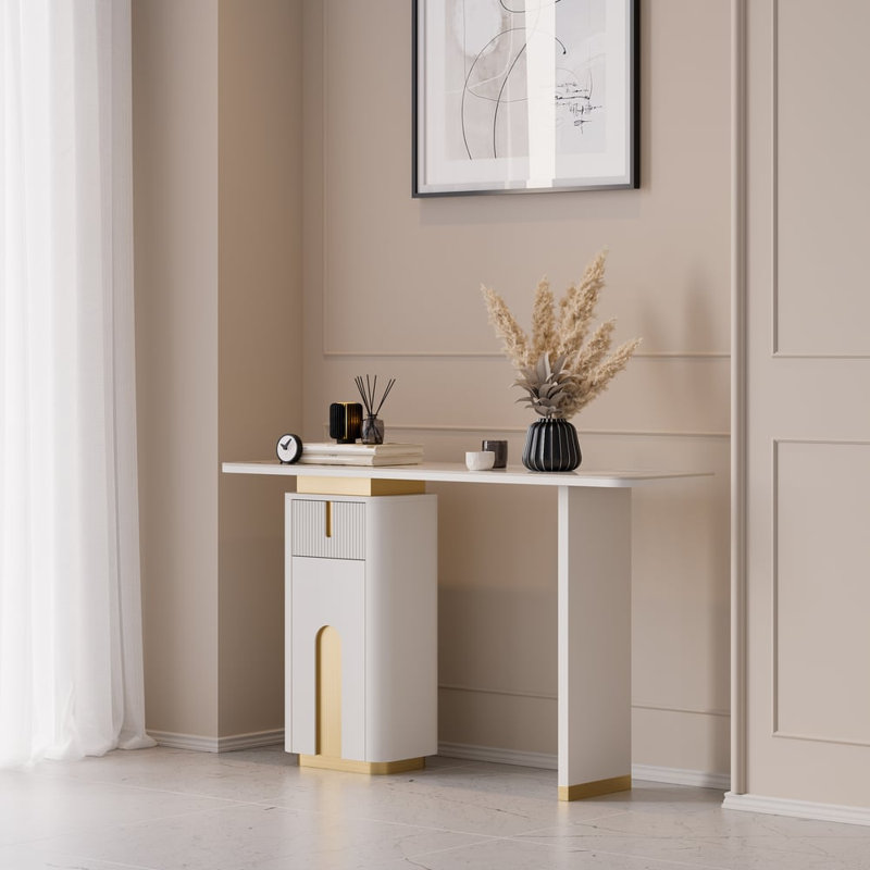 Console moderne en pierre frittée avec rangement pour hall d'entrée Artis