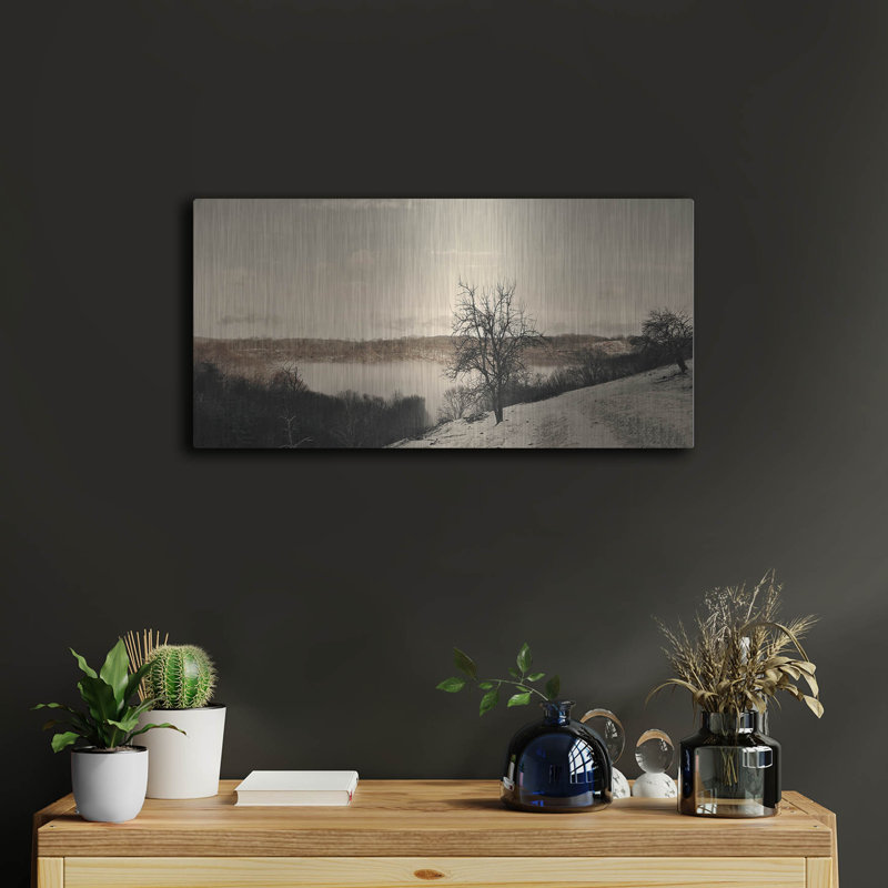  Art mural en métal «Foggy Mountain 1» par Alicia Ludwig, H 12 po x l 24 po