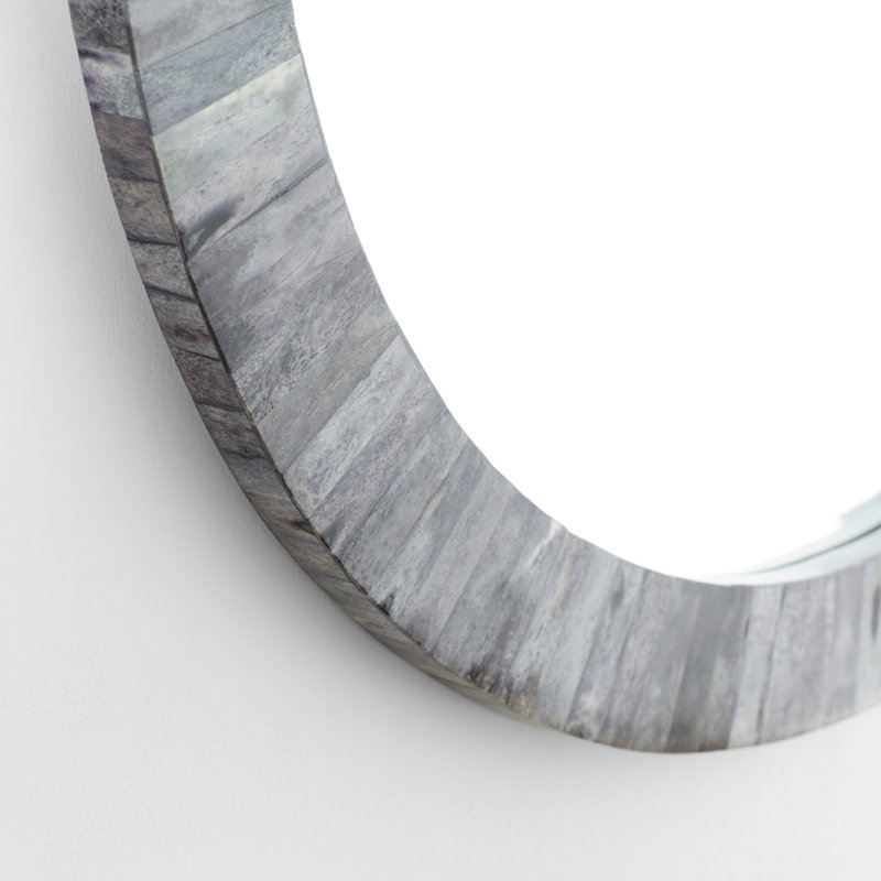 Nautilus Round Bone Mirror, Gray