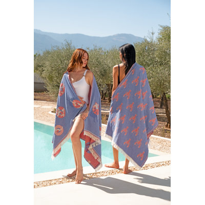 Turkish Beach Towel - Quick Dry Beach Towel is Essential for Enjoying A Day at The Beach | Sand Free Beach Towels for Clean and Comfortable Experience (Goldenfishes, Large 36 x 71)