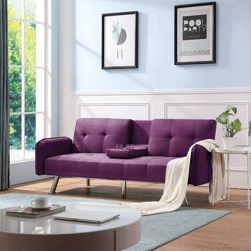 Glenvil Upholstered 74.8'' Sofa Bed, Gray Polyester Blend