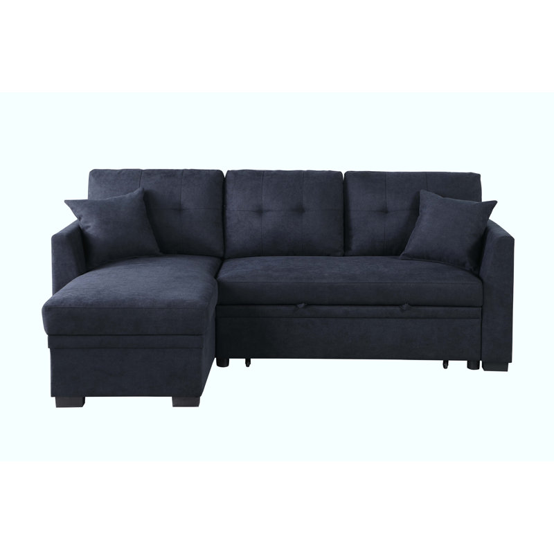 Convertible Sleeper Sectional with Riversible Chaise with USB and Side Pockets, Gray, 34.5'' H X 85.28'' W X 55.4'' D