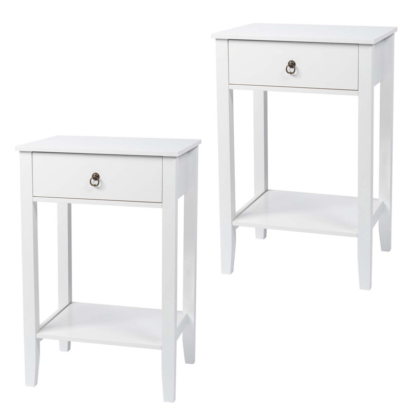 Two-Layer Bedside Cabinet Table With Drawer