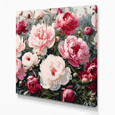 Art mural sur toile beige pivoines botaniques