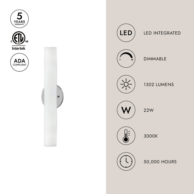 Bute 1 - Light LED Wallchiere, Chrome