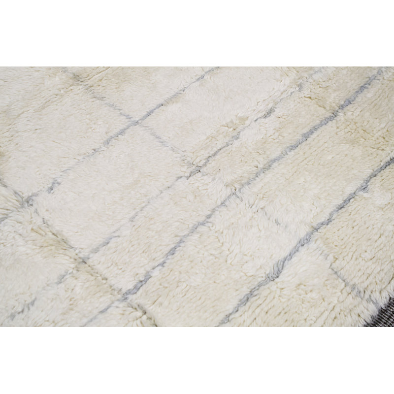 Tapis ivoire et bleu clair noué à la main de haute qualité, Rectangle 9 pi x 12 pi