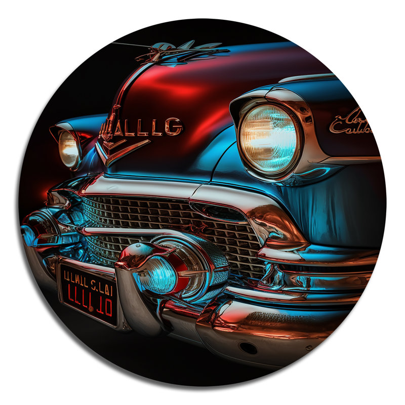 Jibreal Red and Silver Retro Rides II sur impression métallique, H 23 po x l 23 po x P 1 po