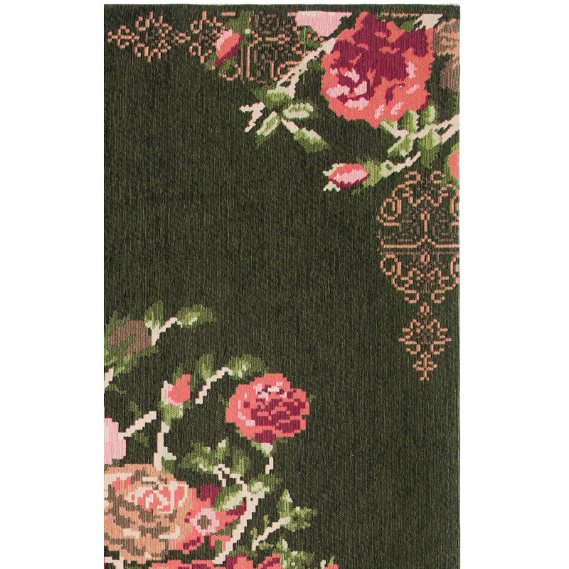 Tammie Floral Black/Red Area Rug, Rectangle 3' x 5'