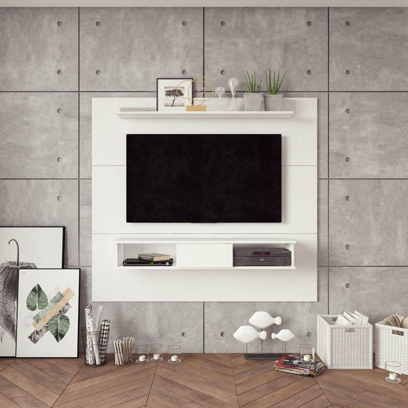 Beton Unfinished Floating TV Stand for TVs up to 70", White
