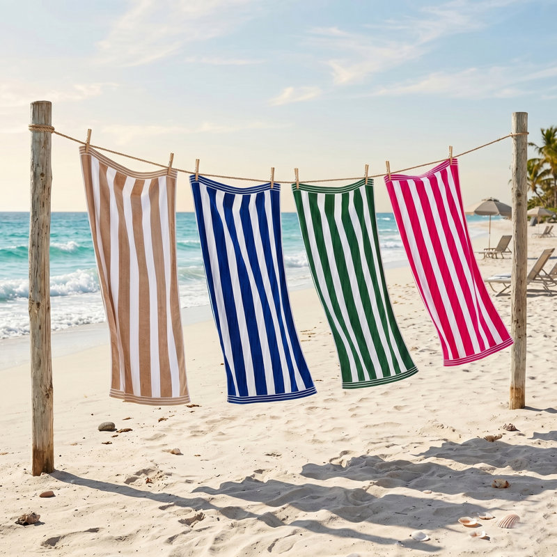 Jorah Large Cabana Stripe Beach Towel, Khaki