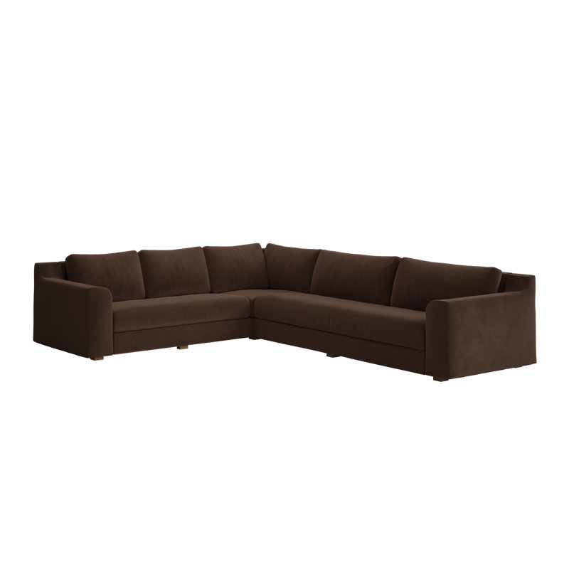 Elevate Reversible L Corner Sectional, Chocolate Recycled Velvet