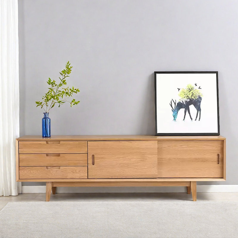 Meuble télé minimaliste moderne en bois massif, H 21,65 po x L 59,05 po x l 15,74 po