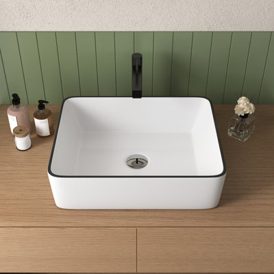 Ally 19" Modern White Ceramic Rectangular Basin Vessel Sink