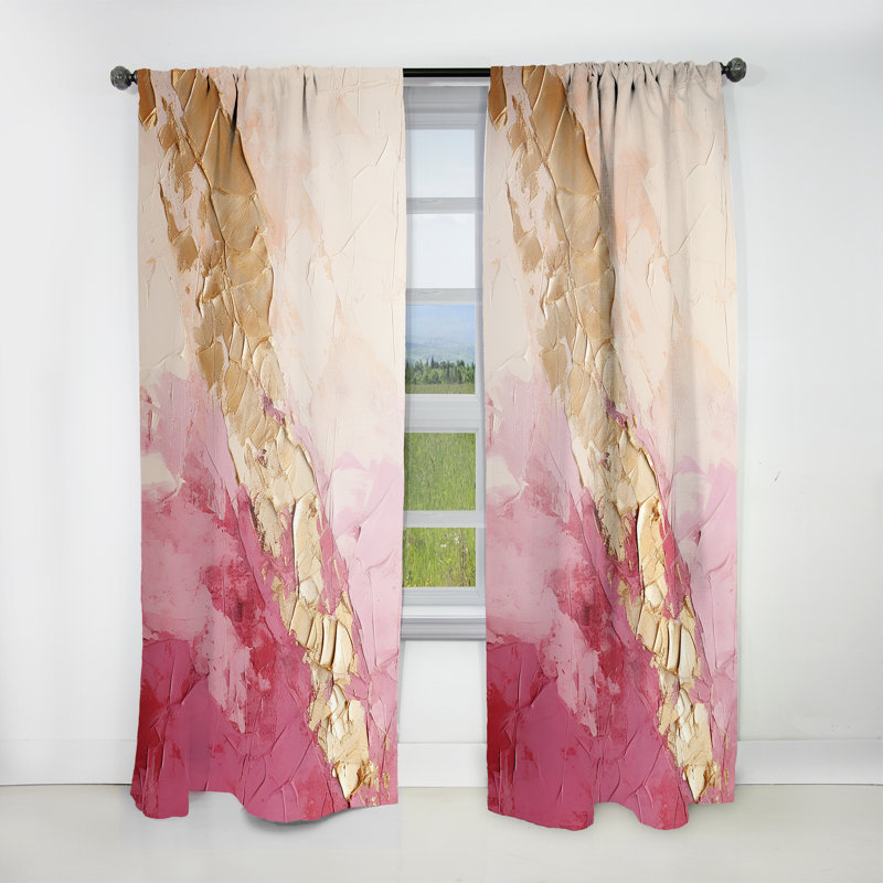 Pink Gold Minimalism Potteries I - Modern Curtain - Velvet Room Darkening - 1 Panel, 52" W x 120" L
