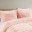 Couette Shaggy Mini Grand/Queen - Couleur Blush Douce et réversible 1 et 2 Taies d'oreiller Élégante et Chaude Inclus